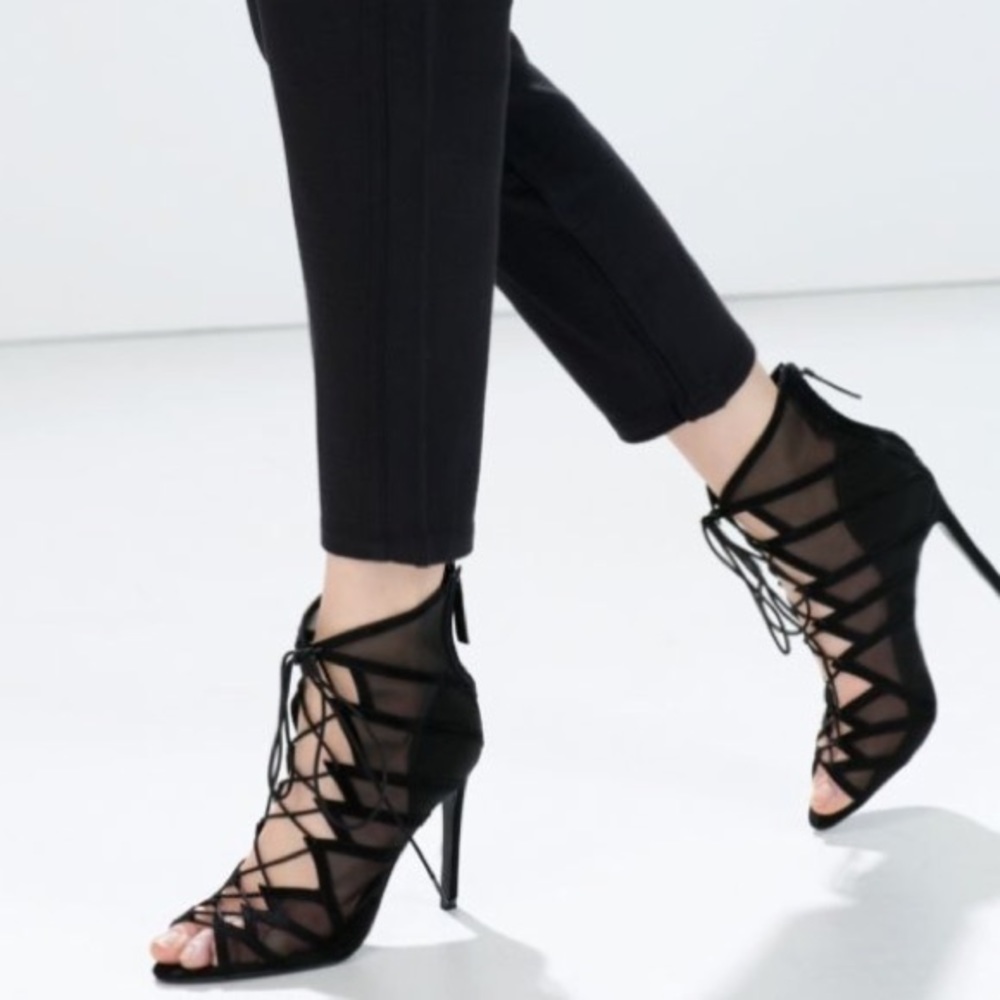 Zara mesh heel sandals